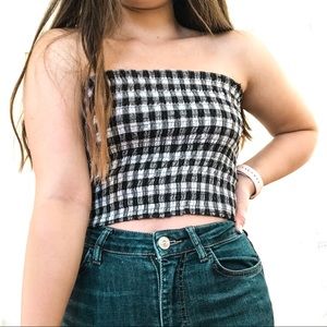 black and white gingham tube top